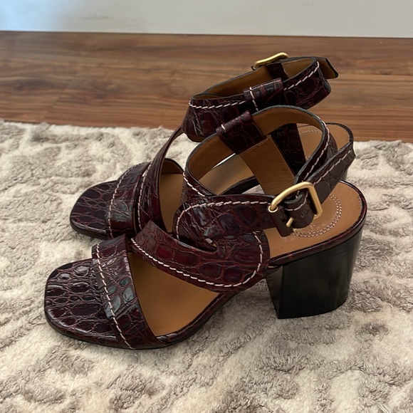 Chloe Candice croc-embossed leather heeled sandals size 37 1/2 - Picture 3 of 8